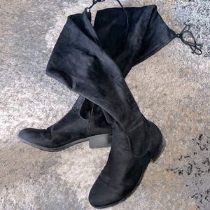 F21 Black knee high boots